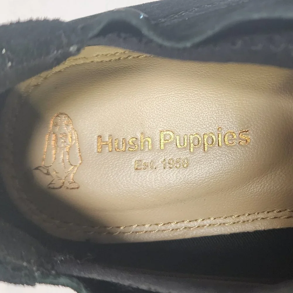 Women's Hush Puppies Wing Toe Black Suede Loafers - Picture 8 of 12